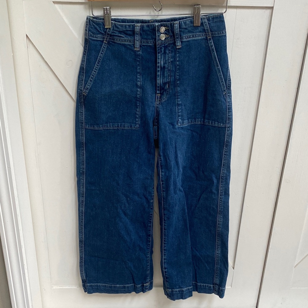 Gap high rise wide leg cropped jeans 27 short